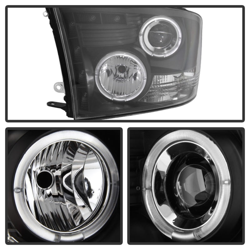 Phares de projecteur Spyder Dodge Ram 1500 09-14 10-14 Halogène-LED Halo LED - Noir PRO-YD-DR09-HL-BK