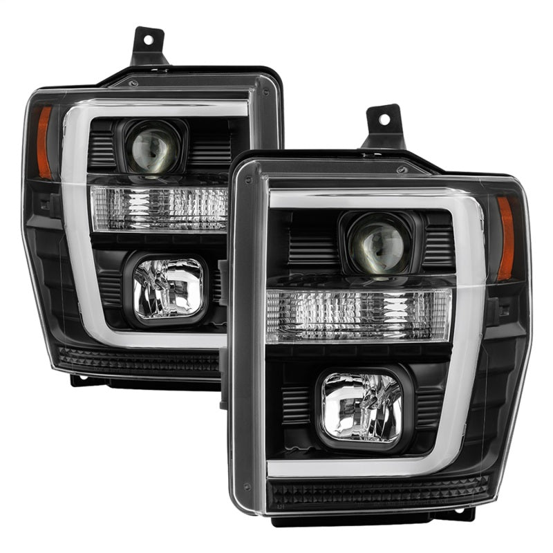 Phares de projecteur Spyder 08-10 Ford F-250 V2 - Barre lumineuse DRL LED - Noir PRO-YD-FS08V2-LB-BK