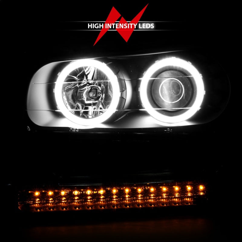 Phares de projecteur ANZO 2002-2009 Chevrolet Trailblazer avec halo noir