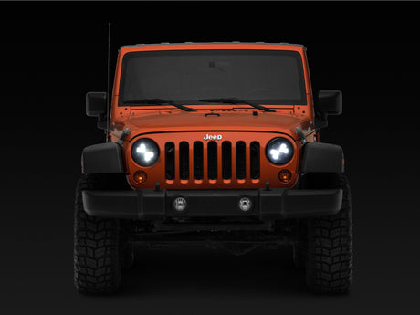 Phare LED Raxiom 97-18 Jeep Wrangler TJ/JK Axial Spider avec feux de jour ambrés - Chrome Hsng (lentille transparente)