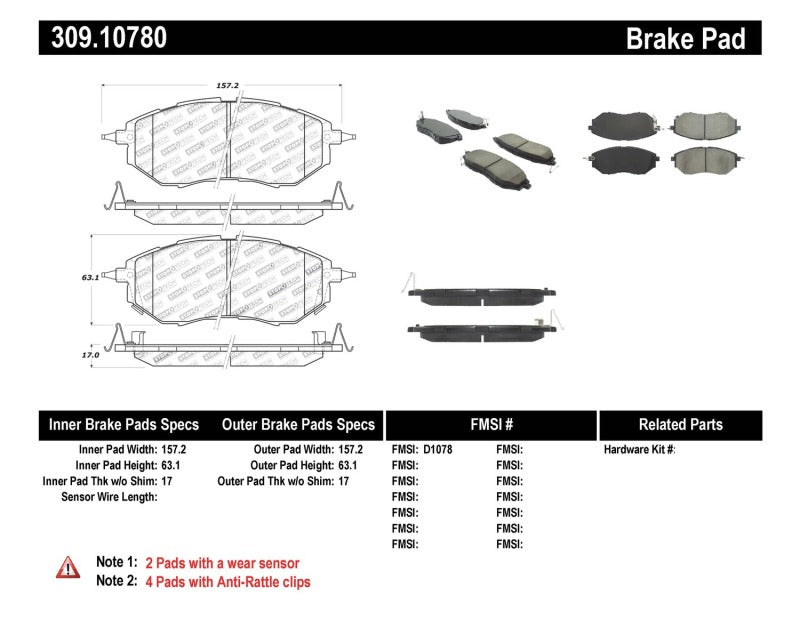 Plaquettes de frein avant StopTech Performance Legacy 2.5 GT 05-08