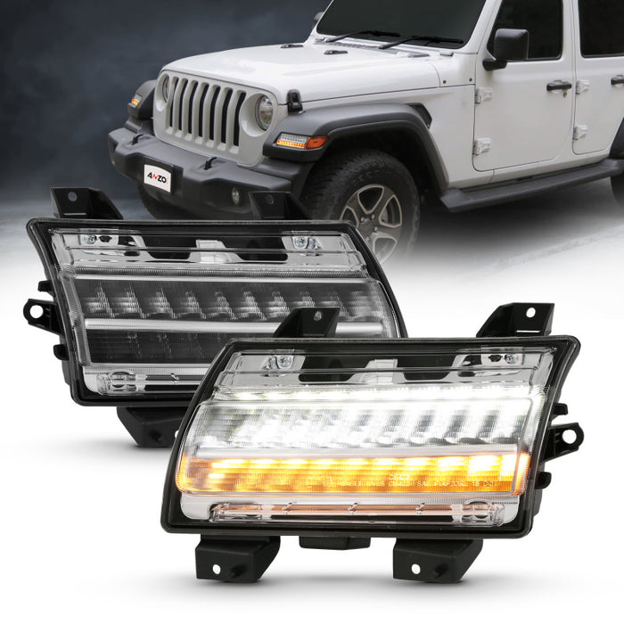 ANZO 18-19 Jeep Wrangler JL Halogène Chrome Clair avec Signal Séquentiel