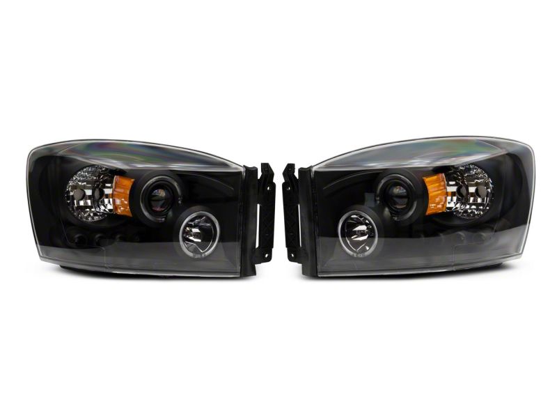 Phares de projecteur à LED Raxiom 06-08 Dodge RAM 1500 - Boîtier noir (lentille transparente)