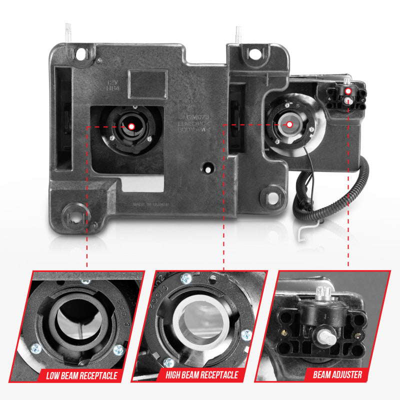 Phares en cristal ANZO 1999-2000 Cadillac Escalade