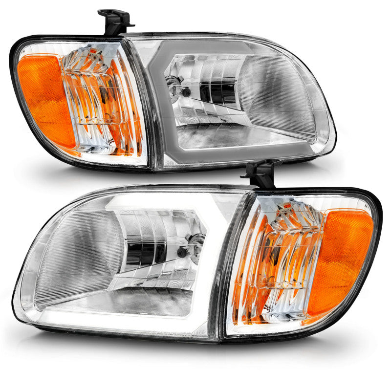 ANZO 00-04 Toyota Tundra (Reg/Acc Cab Only) Phares en cristal avec barre lumineuse chromée avec feux d'angle 2 pièces