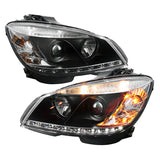 Phares de projecteur halogènes Spyder Mercedes Benz Classe C 08-11 - DRL Blk PRO-YD-MBW20408-DRL-BK