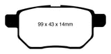 Plaquettes de frein arrière EBC 09-10 Pontiac Vibe 1.8 Yellowstuff