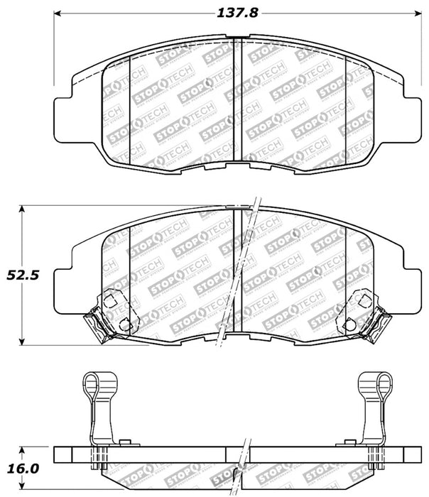 Plaquettes de frein avant à tambour/disque arrière StopTech Performance pour Honda Accord Coupé/Berline 4 cylindres 98-02