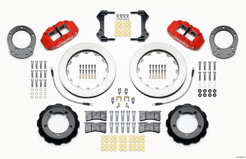 Kit de chapeau avant Wilwood Narrow Superlite 4R 12,88 pouces rouge 76-77 Ford Bronco Dana 44 avec lignes