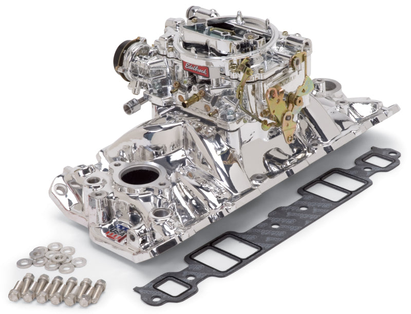 Kit collecteur et carburateur Edelbrock Performer Eps Small Block Chevrolet 1957-1986 Finition naturelle