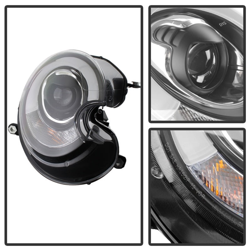 Phares de projecteur Spyder Mini Cooper 2010-2012 Modèle Xénon/HID - DRL Blk PRO-YD-MC07-HID-DRL-BK