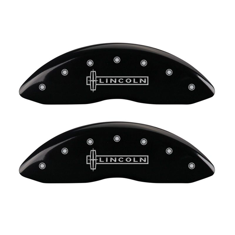 MGP 4 Caliper Covers Engraved Front & Rear Lincoln Black Finish Silver Char 2017 Lincoln Continental