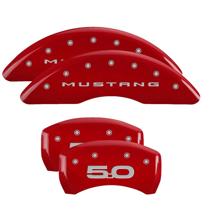 Couvre-étriers MGP 4 gravés à l'avant 2015/Mustang gravés à l'arrière 2015/50 Finition rouge argent ch