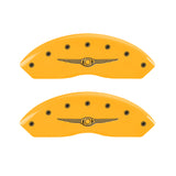 MGP 4 Caliper Covers Engraved Front & Rear Style 1/Chrysler Wing Yellow finish black ch