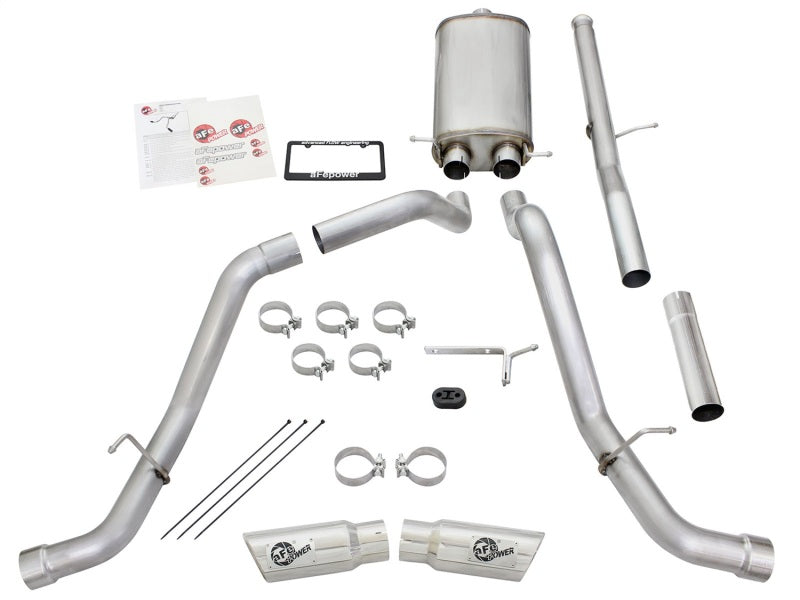 aFe Mach Force-XP Exhaust 3in Cat-Back SS 14-15 GM 1500 Trucks 4.3L/5.3L Dual Split w/ Polished Tip