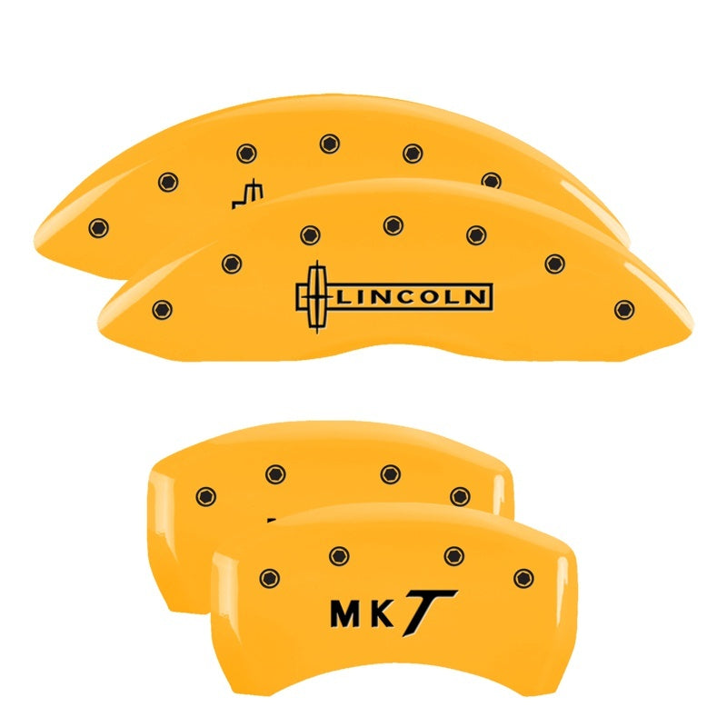 MGP 4 Caliper Covers Engraved Front Lincoln Engraved Rear Star logo Yellow finish black ch