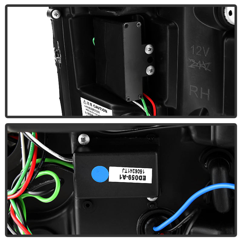 Phares de projecteur Spyder GMC Sierra 14-16 Barre lumineuse DRL Blk PRO-YD-GS14V2-LBDRL-BK