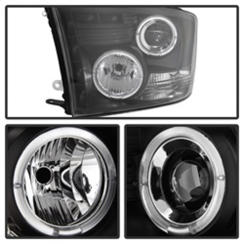 Phares de projecteur Spyder Dodge Ram 1500 09-14 10-14 Halogène-LED Halo LED - Noir PRO-YD-DR09-HL-BK