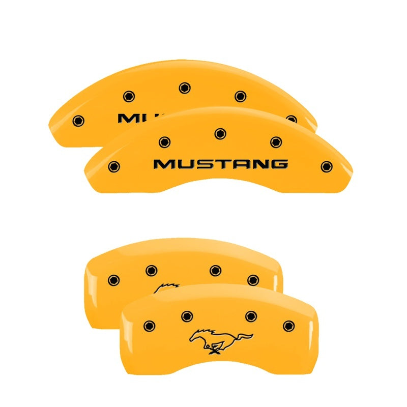 MGP 4 Caliper Covers Engraved Front Mustang Rear Pony Yellow Finish Black Char 1997 Ford Mustang