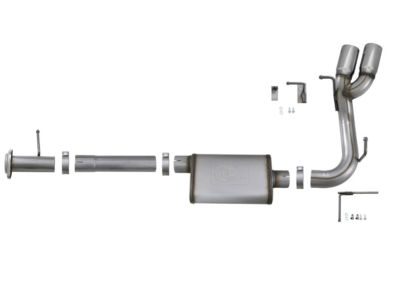 aFe Rebel Series CB 3 pouces Sortie latérale centrale SS Échappement avec embouts polis 15-17 Chevy Colorado / GMC Canyon