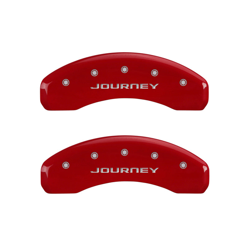 MGP 4 Caliper Covers Engraved Front & Rear With out stripes/Journey Red finish silver ch