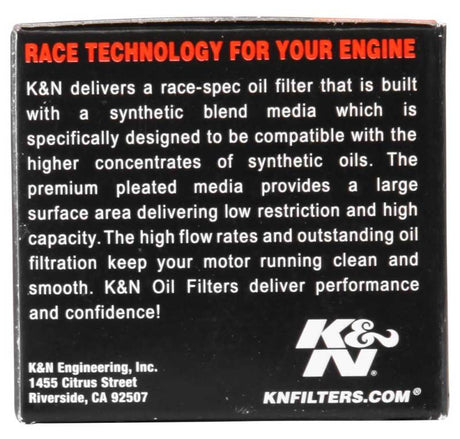 Filtre à huile K&amp;N 1,625 po de diamètre extérieur x 2,063 po de hauteur pour KTM 250/400/450/520/525/540/625/660/690 99-07 (2e filtre)