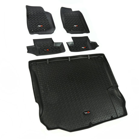 Revêtement de sol avant/arrière/cargo Rugged Ridge noir pour Jeep Wrangler JK 2011-2018 à 2 portes
