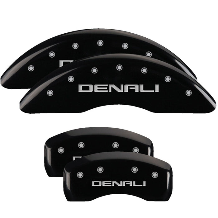 Couvre-étriers MGP 4 gravés avant et arrière Denali Black finition argent ch