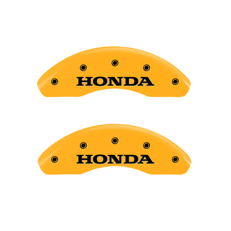 Couvre-étriers MGP 4 gravés avant et arrière Honda finition jaune noir ch