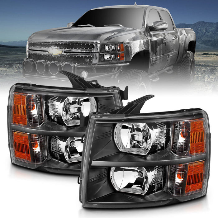 Phares avant en cristal ANZO 2007-2013 Chevrolet Silverado noir