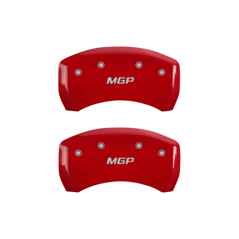 MGP 4 Caliper Covers Engraved Front & Rear MGP Red Finish Silver Characters 2017 GMC Acadia