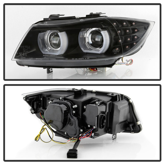 Spyder 09-12 BMW E90 Série 3 4DR HID avec AFS uniquement - Clignotants à LED - Noir - PRO-YD-BMWE9009-AFSHID-BK