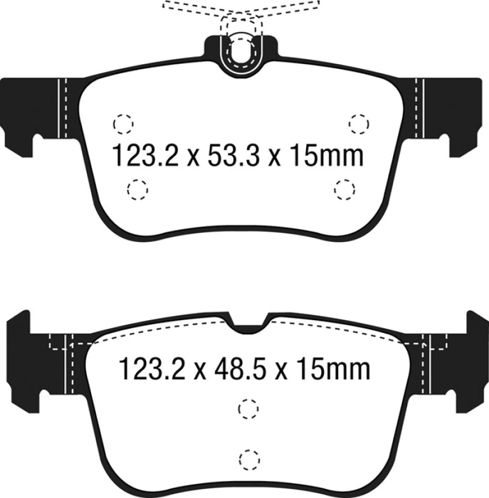 Plaquettes de frein arrière Greenstuff EBC 15+ pour Ford Edge 2.0 Turbo FWD