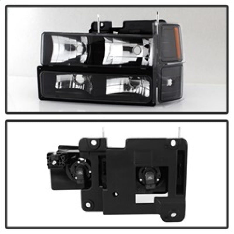 Phares Xtune Chevy Suburban 94-98 avec feux d'angle et de stationnement 8 pièces Noir HD-JH-CCK88-AM-BK-SET