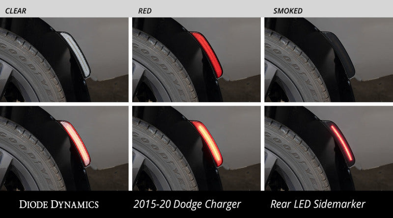 Feux de position latéraux à LED Diode Dynamics 15-21 Dodge Charger - Rouge ambre (ensemble)