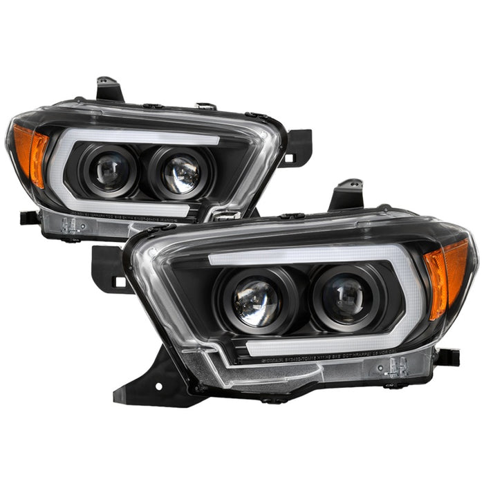 Phares de projecteur Spyder 16-18 Toyota Tacoma - Clignotants à LED Seq - Noir - PRO-YD-TT16-LB-BK