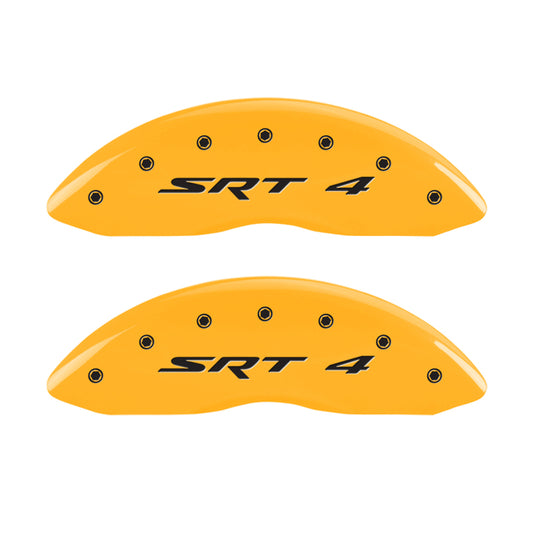 MGP Front set 2 Caliper Covers Engraved Front SRT4 Yellow finish black ch