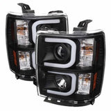 Phares de projecteur Spyder Chevy Silverado 1500 14-16 Barre lumineuse DRL Blk PRO-YD-CS14-LBDRL-BK