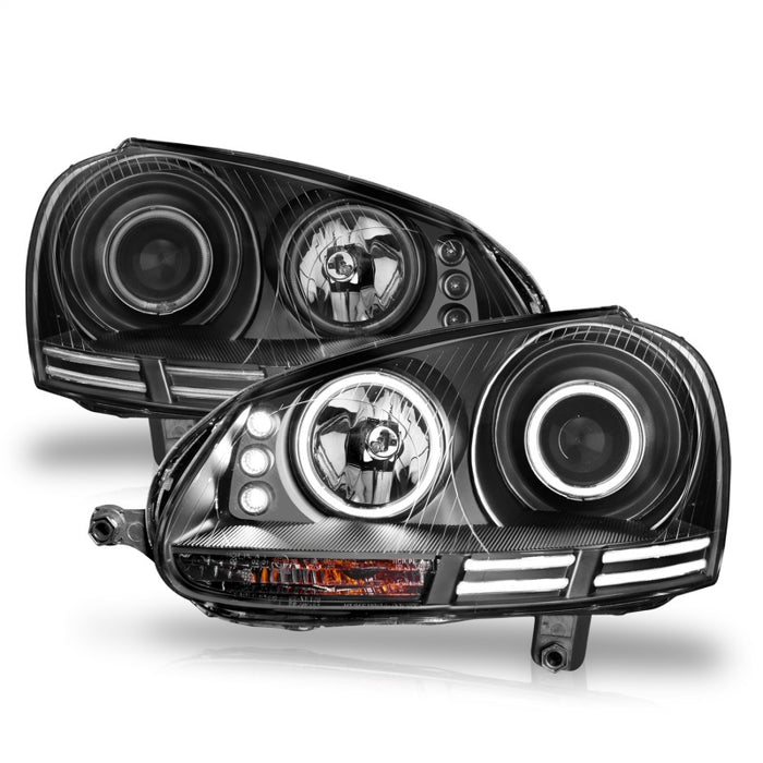 Phares de projecteur ANZO 2006-2009 Volkswagen Rabbit avec halo noir (CCFL)