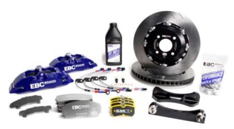 Kit de gros freins avant EBC Racing 03-12 Mazda RX-8 Blue Apollo-4 avec étriers et rotors de 330 mm