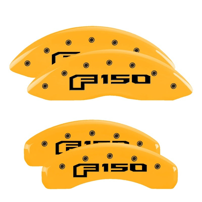 MGP 4 Caliper Covers Engraved Front & Rear Oval Logo/Ford Yellow Finish Black Char 2014 Ford F-150