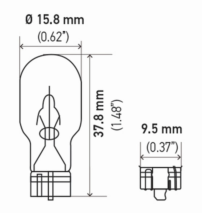 Ampoule Hella 921 12V 16W ​​W21X95D T5 Sb