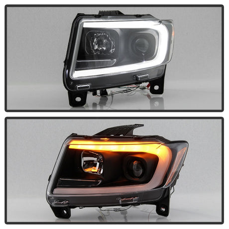 Jeep Grand Cherokee Spyder 11-13 - Phares de projet Light Bar - Modèle Halo - Noir - PRO-YD-JGC11-LB-BK