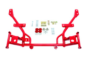 BMR 05-14 S197 Mustang K-Member w/ 1/2in Lowered Motor Mounts and STD. Rack Mounts - Red BMR Suspension