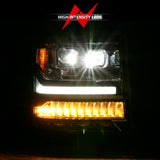 Phares de projecteur à LED ANZO 16-18 Chevrolet Silverado 1500 avec interrupteur de style planche chromé avec ambre