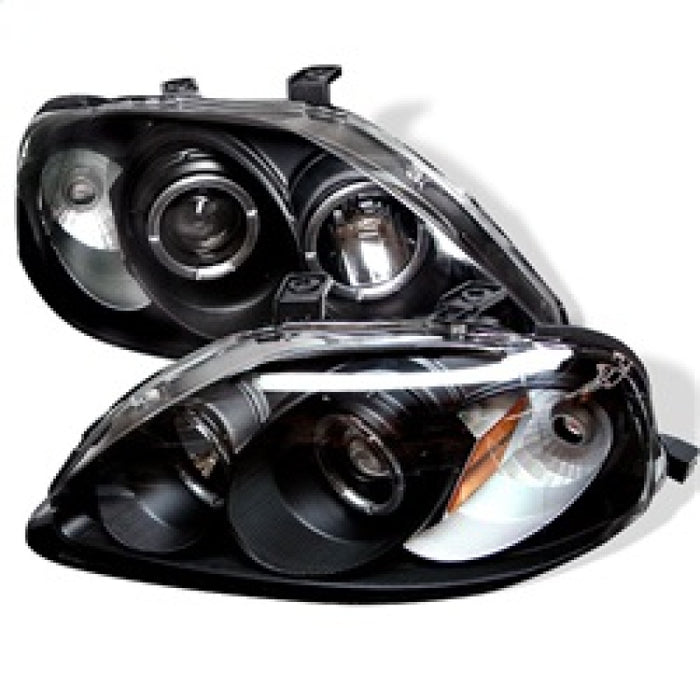 Phares de projecteur Spyder Honda Civic 99-00 LED Halo noir haut H1 bas H1 PRO-YD-HC99-AM-BK