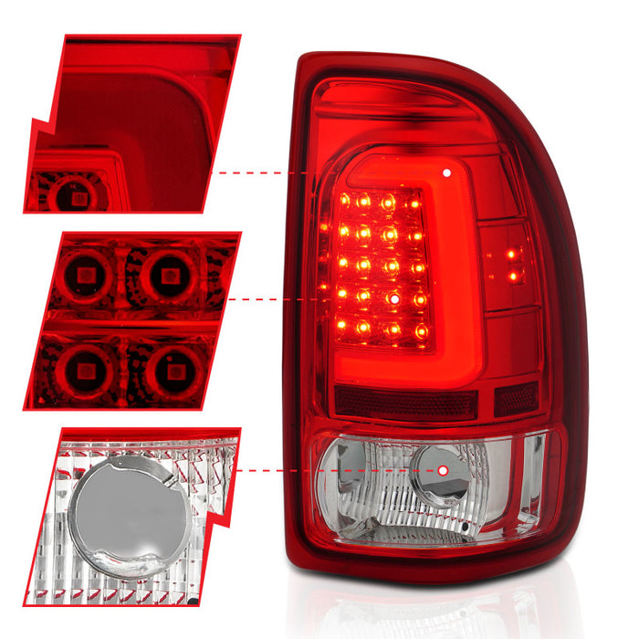 ANZO 1997-2004 Dodge Dakota Feux arrière à LED Boîtier chromé Paire de lentilles rouges