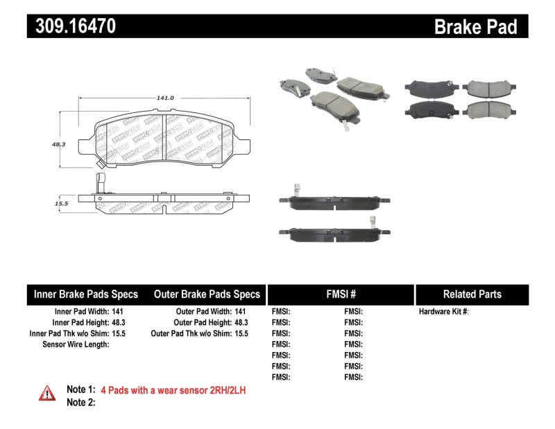 Plaquettes de frein arrière StopTech Performance 13-14 Dodge Dart/Jeep Cherokee