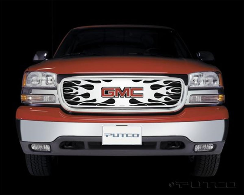 Grille de calandre en acier inoxydable Flaming Inferno pour GMC Yukon / Yukon XL 00-06 de Putco avec découpe de logo