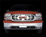 Grille de calandre en acier inoxydable Flaming Inferno pour GMC Yukon / Yukon XL 00-06 de Putco avec découpe de logo